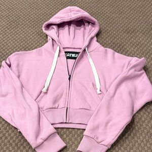 Katie J NYC Light Pink Hooded Zip-Up Sweatshirt
